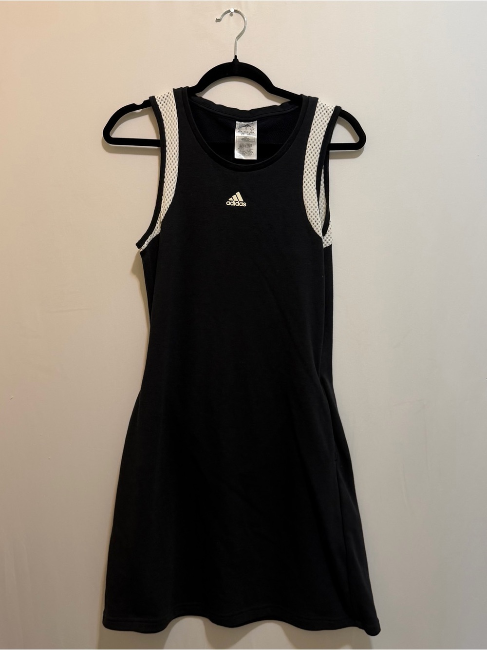 adidas Black Midi Dress with White Mesh Trim